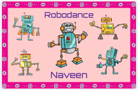 Thumbnail for Personalized Robots Placemat II - Robodance Party - Pink Background -  View