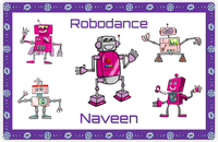 Thumbnail for Personalized Robots Placemat II - Robodance Party - Purple Background -  View