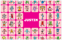 Thumbnail for Personalized Robots Placemat IV - Robot Crew - Pink Background -  View