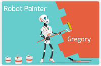 Thumbnail for Personalized Robots Placemat VII - Robot Painter - Teal Background -  View