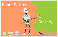 Thumbnail for Personalized Robots Placemat VII - Robot Painter - Orange Background -  View