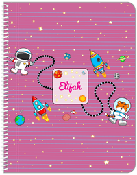 Thumbnail for Personalized Rocket Ship Notebook I - Star Tiger - Pink Background - Front View
