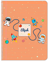 Thumbnail for Personalized Rocket Ship Notebook I - Star Tiger - Orange Background - Front View