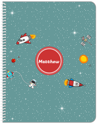 Thumbnail for Personalized Rocket Ship Notebook II - Galaxy Center - Circle Nameplate - Front View
