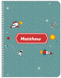 Thumbnail for Personalized Rocket Ship Notebook II - Galaxy Center - Decorative Rectangle Nameplate - Front View