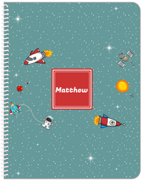 Thumbnail for Personalized Rocket Ship Notebook II - Galaxy Center - Square Nameplate - Front View