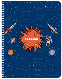 Thumbnail for Personalized Rocket Ship Notebook V - Fireball Galaxy - Blue Background - Front View