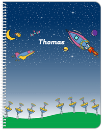 Thumbnail for Personalized Rocket Ship Notebook VII - Tracking Space - Blue Background - Front View