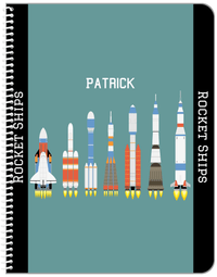 Thumbnail for Personalized Rocket Ship Notebook VIII - Teal Background - Front View