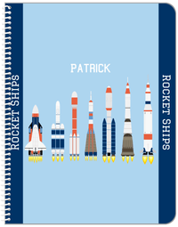 Thumbnail for Personalized Rocket Ship Notebook VIII - Blue Background - Front View