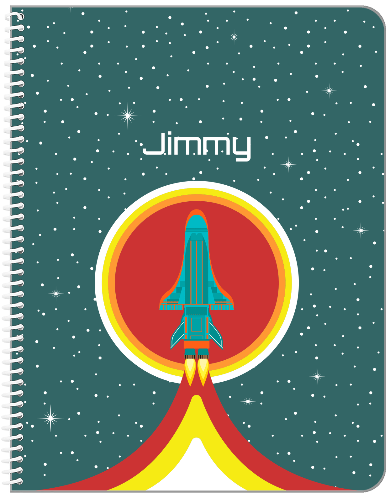 Personalized Rocket Ship Notebook X - Rocket Launch II - Front View