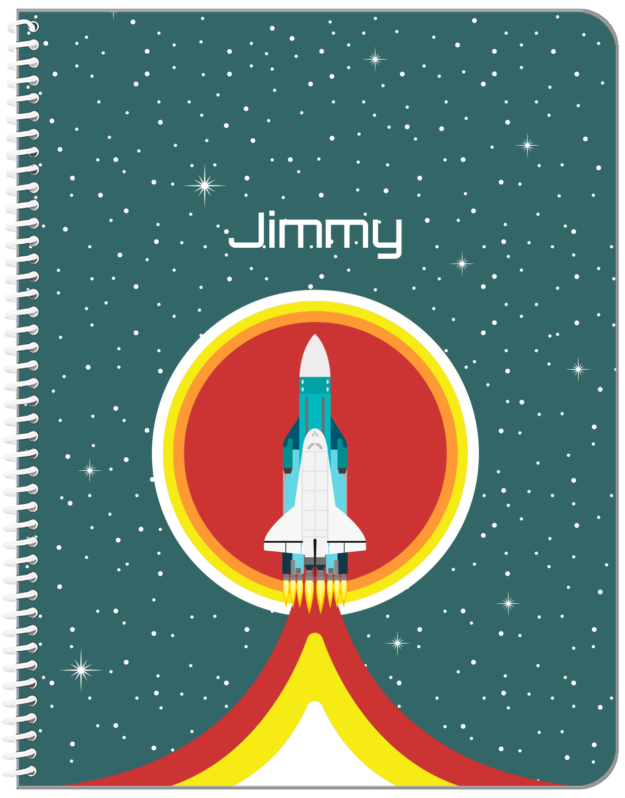 Personalized Rocket Ship Notebook X - Rocket Launch III - Front View