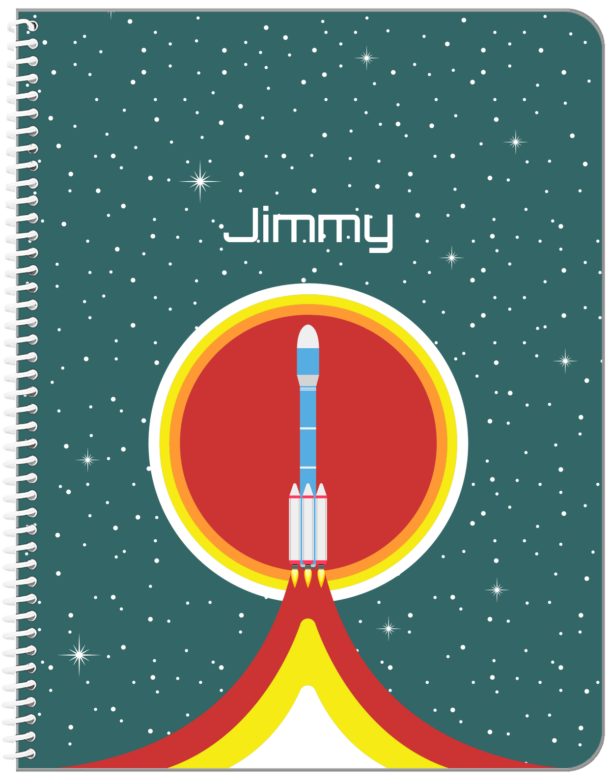 Personalized Rocket Ship Notebook X - Rocket Launch V - Front View