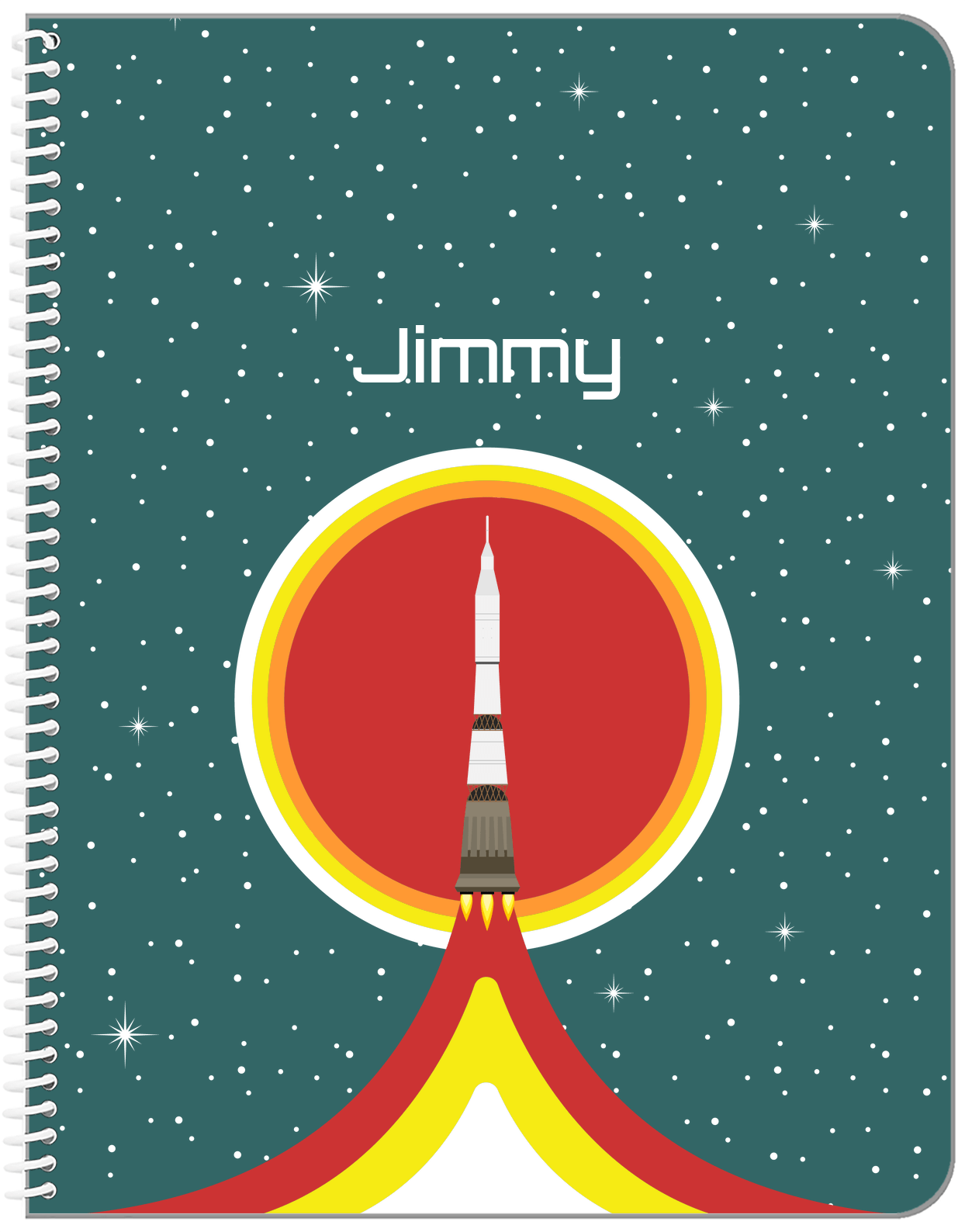 Personalized Rocket Ship Notebook X - Rocket Launch VIII - Front View