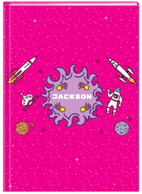 Thumbnail for Personalized Rocket Ship Journal V - Fireball Galaxy - Pink Background - Front View