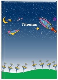 Thumbnail for Personalized Rocket Ship Journal VII - Tracking Space - Blue Background - Front View