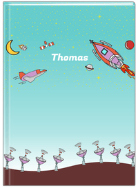 Thumbnail for Personalized Rocket Ship Journal VII - Tracking Space - Teal Background - Front View