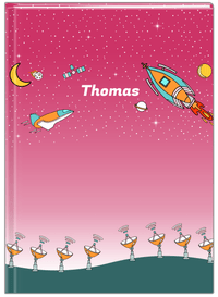 Thumbnail for Personalized Rocket Ship Journal VII - Tracking Space - Pink Background - Front View