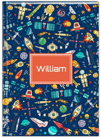 Thumbnail for Personalized Rocket Ship Journal IX - Blue Background - Rectangle Nameplate - Front View