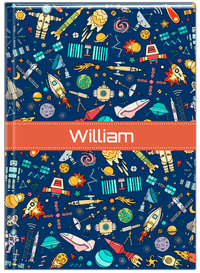 Thumbnail for Personalized Rocket Ship Journal IX - Blue Background - Ribbon Nameplate - Front View