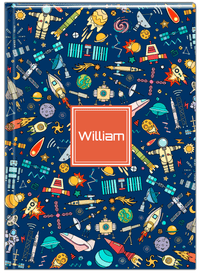 Thumbnail for Personalized Rocket Ship Journal IX - Blue Background - Square Nameplate - Front View