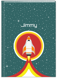 Thumbnail for Personalized Rocket Ship Journal X - Teal Background - Rocket I - Front View