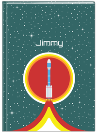 Thumbnail for Personalized Rocket Ship Journal X - Teal Background - Rocket V - Front View