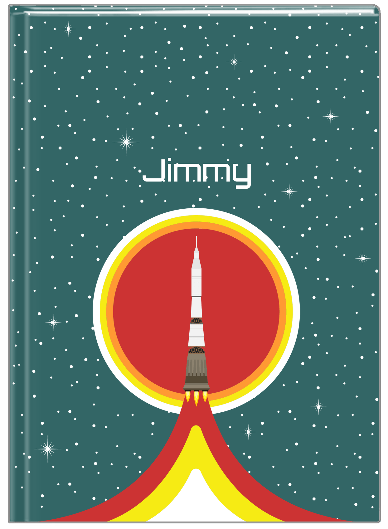 Personalized Rocket Ship Journal X - Teal Background - Rocket VIII - Front View
