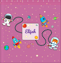 Thumbnail for Personalized Rocket Ship Shower Curtain I - Star Tiger - Pink Background - Decorate View