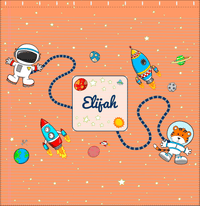 Thumbnail for Personalized Rocket Ship Shower Curtain I - Star Tiger - Orange Background - Decorate View