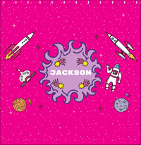 Thumbnail for Personalized Rocket Ship Shower Curtain V - Fireball Galaxy - Pink Background - Decorate View