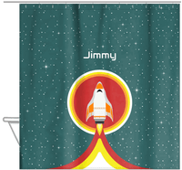 Thumbnail for Personalized Rocket Ship Shower Curtain X - Rocket Ship I - Hanging View