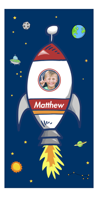 Thumbnail for Personalized Rocket Ship Beach Towel - Upload Your Own Image - Front View