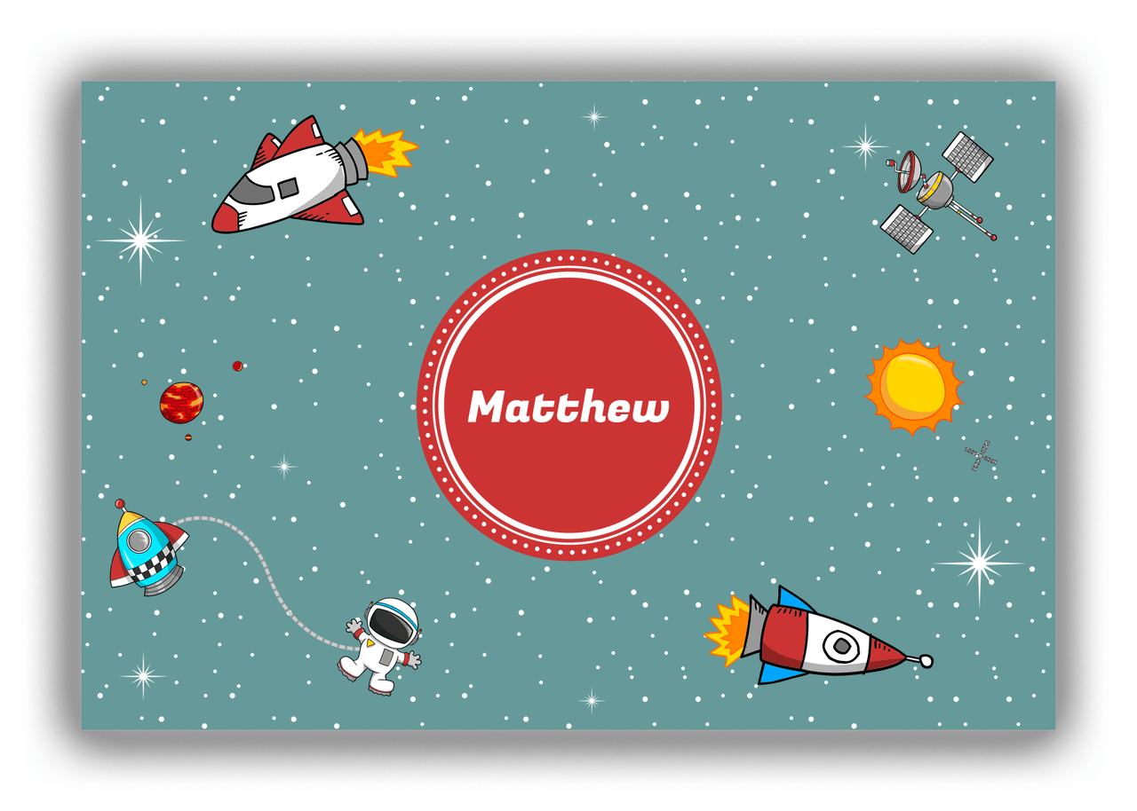 Personalized Rocket Ships Canvas Wrap & Photo Print II - Galaxy Center - Circle Nameplate - Front View