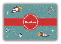 Thumbnail for Personalized Rocket Ships Canvas Wrap & Photo Print II - Galaxy Center - Circle Ribbon Nameplate - Front View