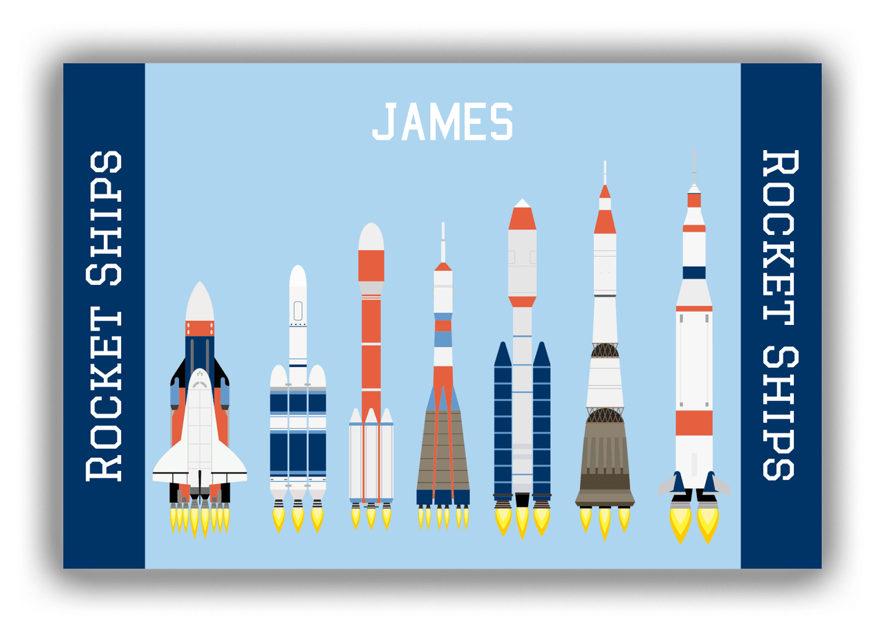 Personalized Rocket Ships Canvas Wrap & Photo Print VIII - Blue Background - Front View