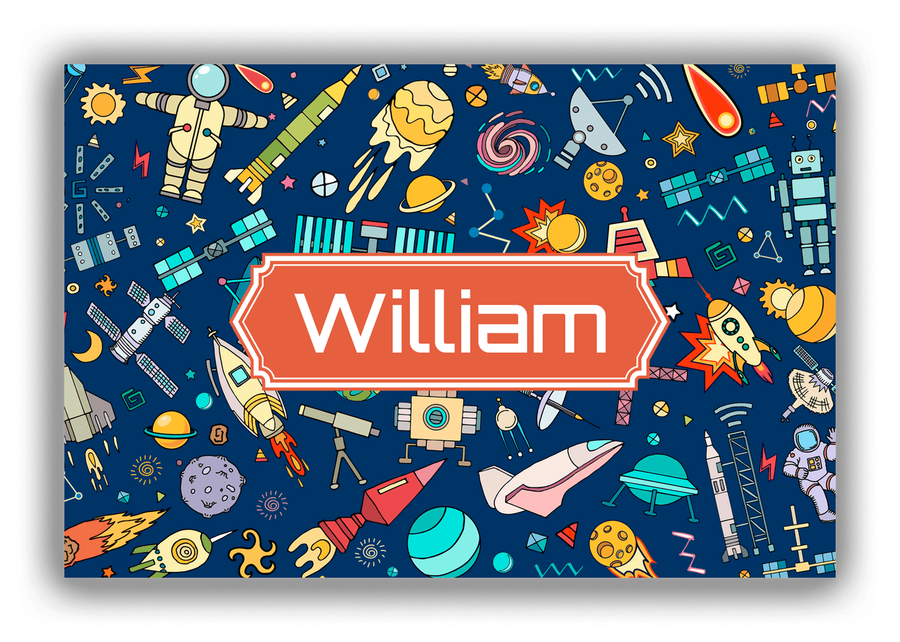 Personalized Rocket Ships Canvas Wrap & Photo Print IX - Decorative Rectangle Nameplate - Front View