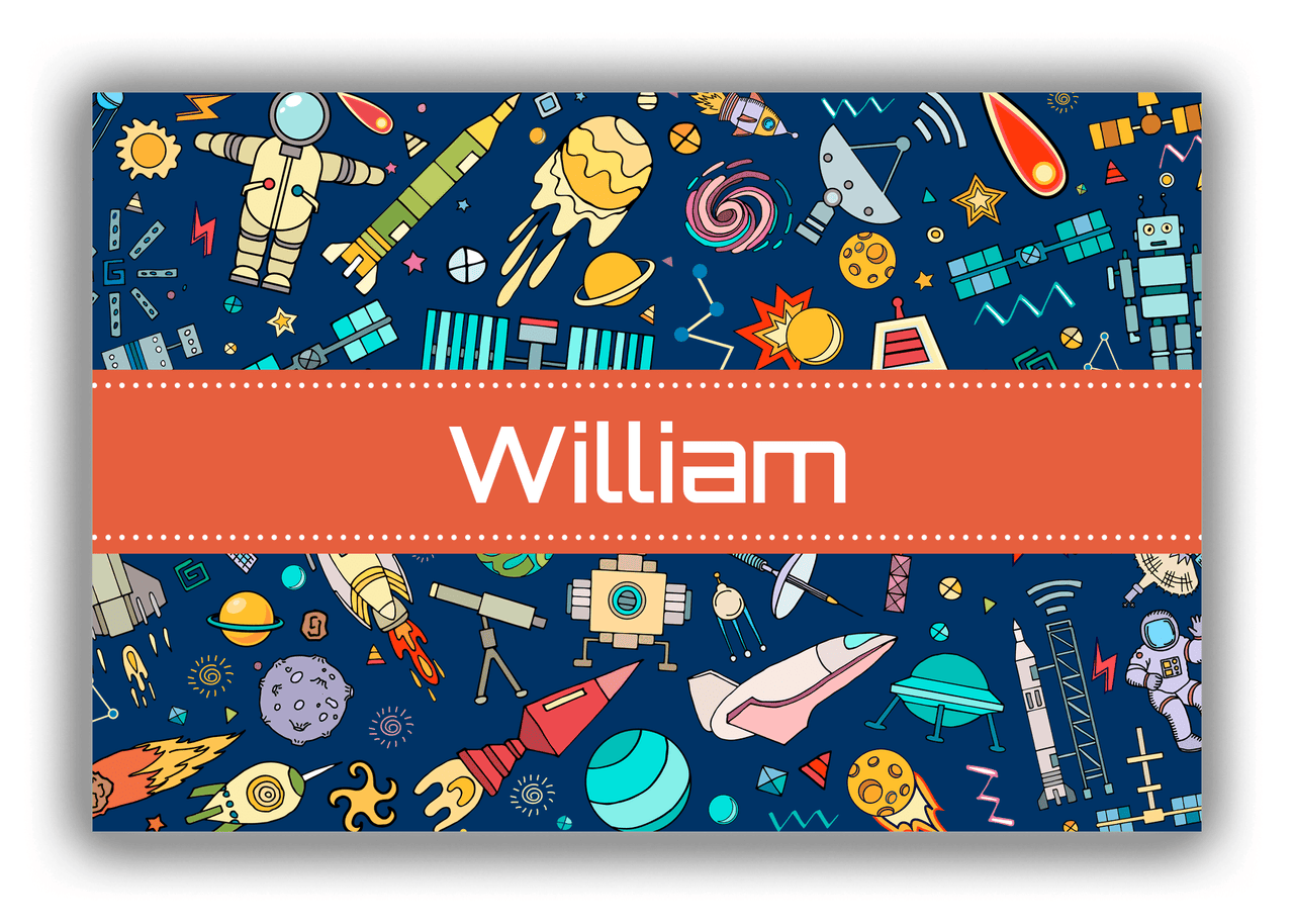 Personalized Rocket Ships Canvas Wrap & Photo Print IX - Ribbon Nameplate - Front View