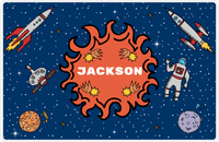 Thumbnail for Personalized Rocket Ship Placemat V - Fireball Galaxy - Blue Background -  View
