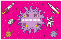 Thumbnail for Personalized Rocket Ship Placemat V - Fireball Galaxy - Pink Background -  View