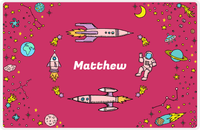 Thumbnail for Personalized Rocket Ship Placemat VI - Space Orbit - Pink Background -  View