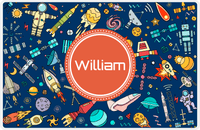 Thumbnail for Personalized Rocket Ship Placemat IX - Blue Background - Circle Nameplate -  View