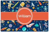 Thumbnail for Personalized Rocket Ship Placemat IX - Blue Background - Circle Ribbon Nameplate -  View