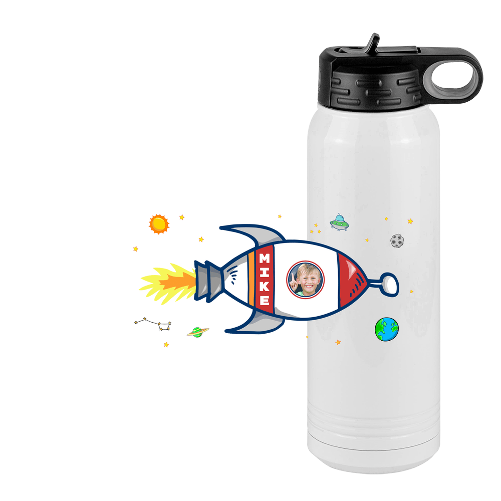 Personalized Rocket Ship Water Bottle (30 oz) - Upload Your Own Image - Design View