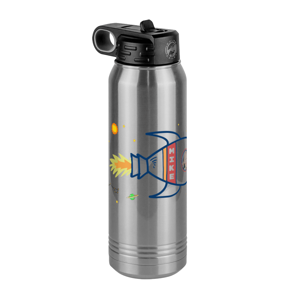 Personalized Rocket Ship Water Bottle (30 oz) - Upload Your Own Image - Front Left View