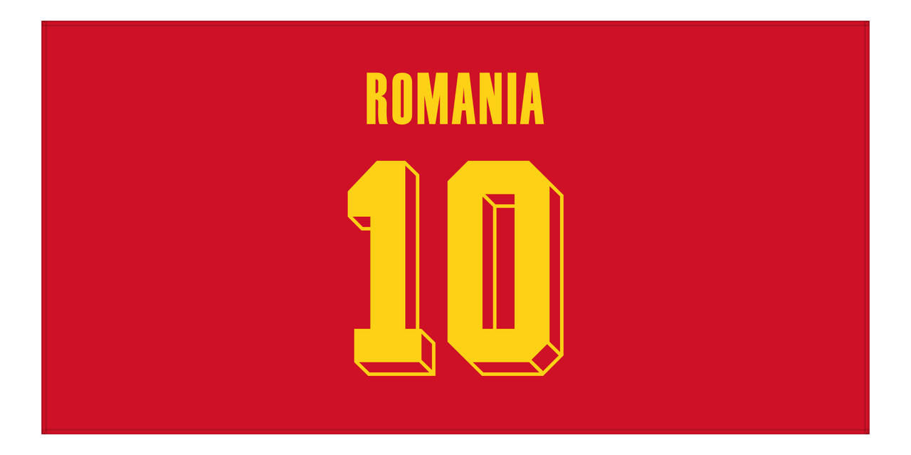 Personalized Romania Jersey Number Beach Towel - Red - Front View