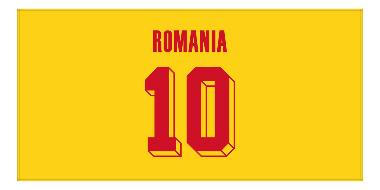 Personalized Romania Jersey Number Beach Towel - Yellow - Front View