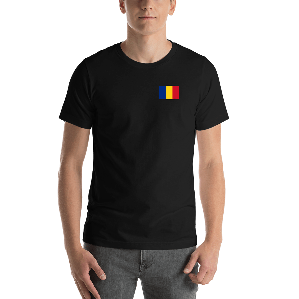 Romania Flag T-Shirt - Black - Shirt View