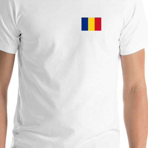 Romania Flag T-Shirt - White - Shirt Close-Up View