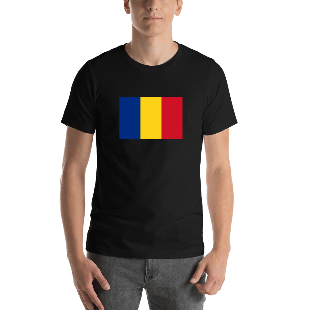 Romania Flag T-Shirt - Black - Shirt View